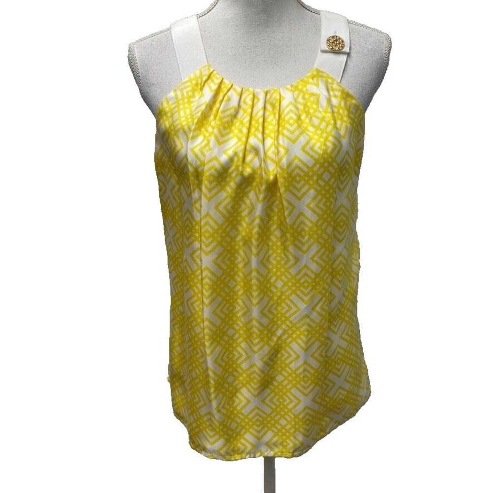 Elizabeth McKay Silk Blouse Top Womens 6‎ Yellow Bright Retro Office Career